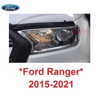 สีชุบโครเมี่ยม ครอบไฟหน้า FORD RANGER 2015 2016 - 2020 ครอบไฟหน้ารถ ฟอร์ด เรนเจอร์ T6 PX ครอบไฟหน้ารถยนต์ ครอบไฟ หน้า