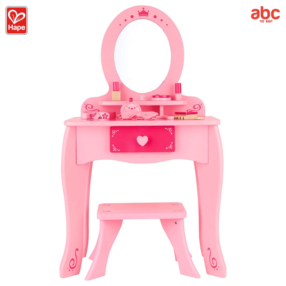 Hape Mainan Kayu Meja Rias dan Stool Dresser Table And Stool Mainan Edukasi Anak 3 Tahun ke Atas gambar 3