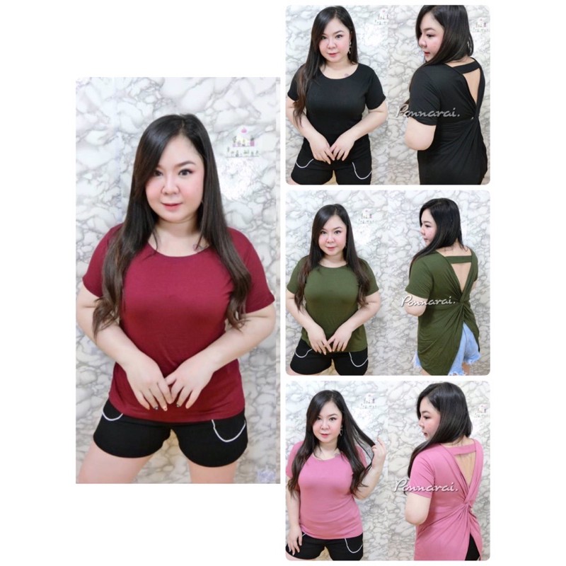 ซ่อนเปรี้ยว เสื้อสาวอวบ เปิดหลัง ผ้าเรย่อน ยืดหยุ่น นุ่ม ใส่สบาย สาวอวบ อ้วน ใส่ได้