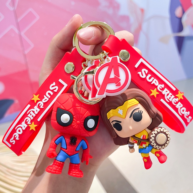 พวงกุญแจสไปเดอร์แมนซูเปอร์ฮีโร่สร้างสรรค์/จี้ตุ๊กตาการ์ตูนของขวัญเล็กๆ