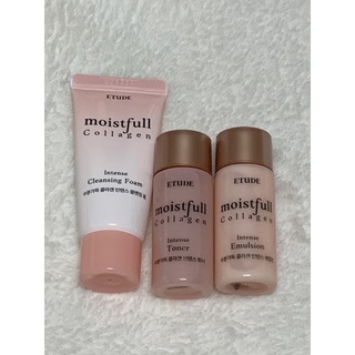 etude moistfull collagen intense cleansing foam toner emulsion