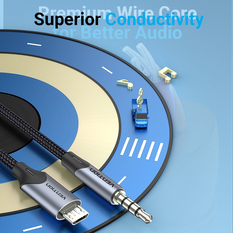Vention Live Streaming Cable Micro Usb ถึง 3.5 มม.V8 การ์ดเสียงแถบร้องเพลงไมโครโฟนบันทึกสําหรับคาราโอเกะ