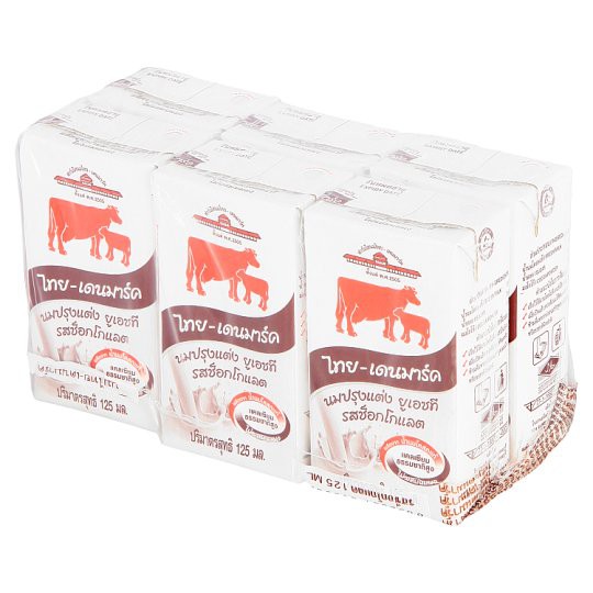 🔥แนะนำ!! ไทย-เดนมาร์ค นมยูเอชที รสช็อกโกแลต 125มล. x 6 กล่อง Thai-Danish UHT milk chocolate flavor 125ml x 6pcs