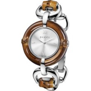 ของแท้ นาฬิกา Gucci Silver Dial Bamboo and Stainless Steel Ladies Watch YA132403 หน้าปัด Silver พร้อมส่ง