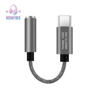 USB Type C to 3.5mm Earphone Jack DAC Adapter 32Bit 384KHz Realtek ALC5686 USB to 3.5mm for SAMSUNG Smartphone(Gray)