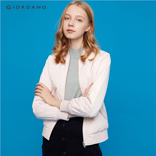 GIORDANO WOMEN Reversible stand collar quilted bomber jacket 05379678