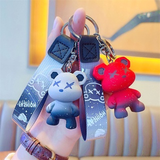 New Key Cartoon chameleon Bear Cat Panda Keychain Creative Cute Men Backpack Pendant Car Keyring Gift