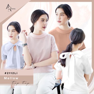 ARINDA Mellow Top 2112Li : เสื้อแขนสั้น ดีเทลโบว์ผ้าแก้ว