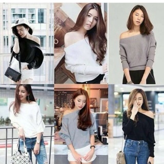 เสื้อปาดไหล่แขนยาว ผ้าร่อง Zara