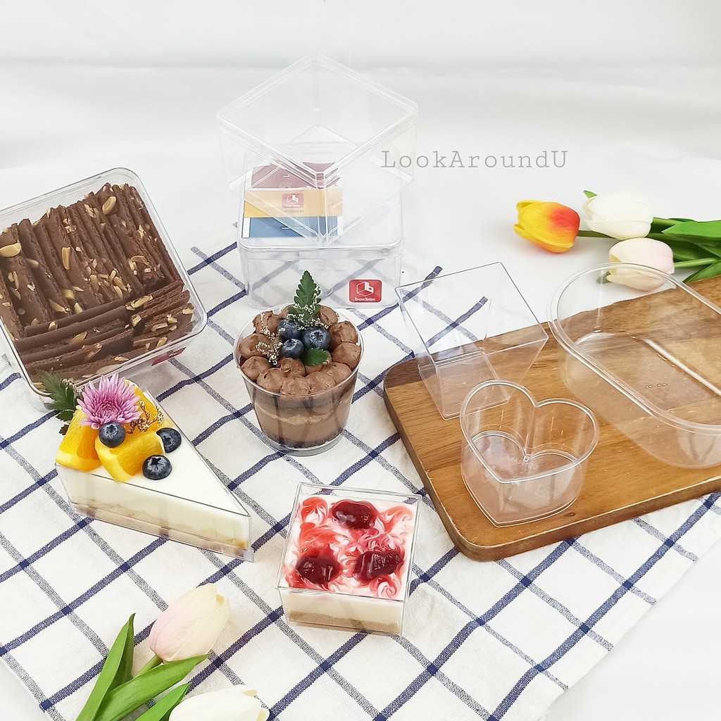 [ส่งทุกวัน] ถ้วยมูสเค้ก แบบใช้แล้วทิ้ง ถ้วยพุดดิ้ง กล่องเค้กสามเหลี่ยม กล่องใส่เค้ก Mousse Cup