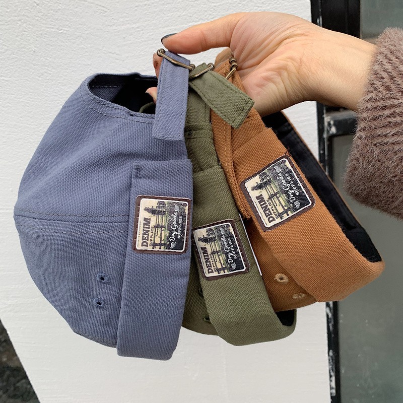 เวอร์ชั่นเกาหลี Street Hip-Hop Patch Brimless เบสบอลหมวกญี่ปุ่นอินเทรนด์ Landlord หมวกผู้ชายผู้หญิง Retro Time Yuppie Melon Skin หมวก