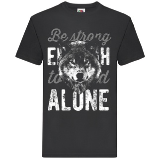 ใหม่ เสื้อยืด ผ้าฝ้าย 100% พิมพ์ลายหมาป่า Alone สําหรับผู้ชายS-5XL