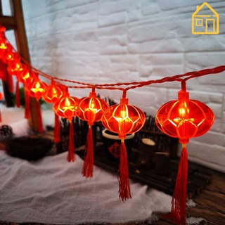 สายไฟ Led 10 ดวง สีแดง สไตล์จีน คลาสสิก ใช้แบตเตอรี่ สําหรับตกแต่งเทศกาลปีใหม่