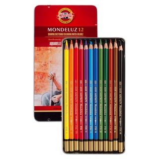 สีไม้ระบายน้ำ Koh-I-Noor Mondeluz Aquarelle Colored Pencils - 12 สี