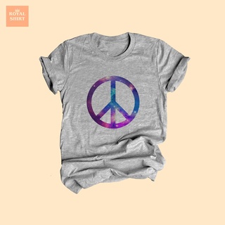 ใหม่♩เสื้อยืดลาย สัญลักษณ์แห่งความสันติ Peace ลาย Galaxy เสื้อยืดกราฟฟิก ไซส์ S - XXL