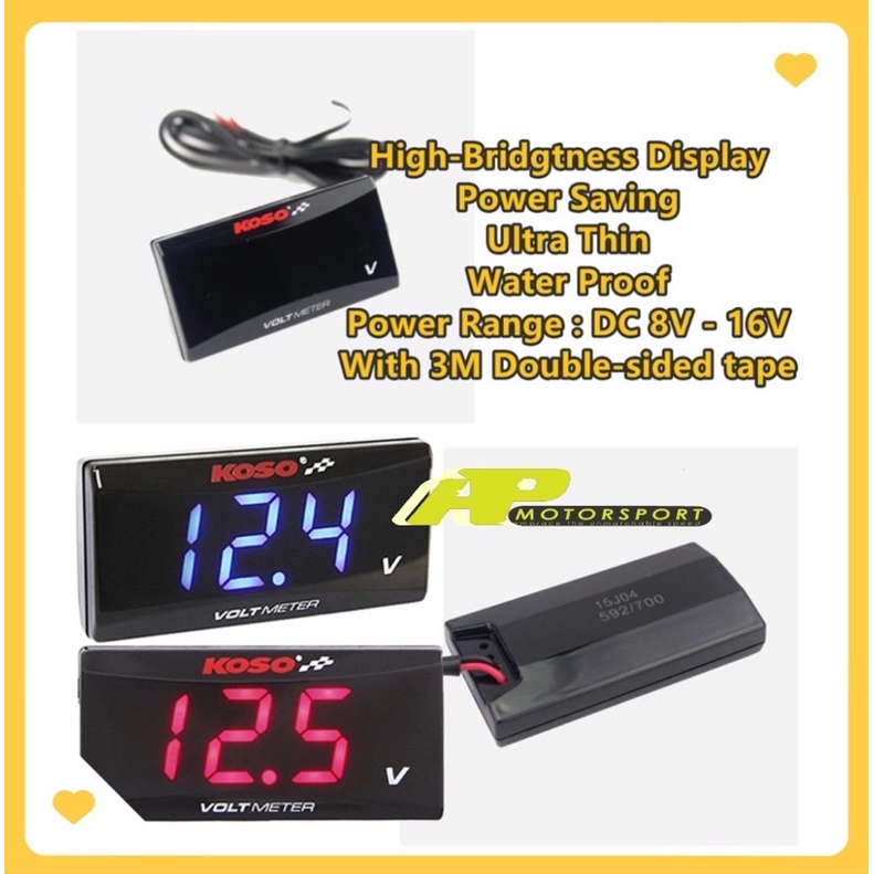 VOLT METER BULAT 12V 24V DIGITAL LED รถรถจักรยานยนต์ LORRY 12V-150V VOLTAGE กันน้ํา KOSO VOLTMETER