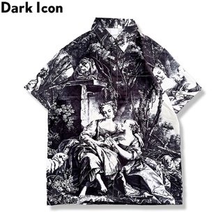 เสื้อเชิ้ตโปโล แขนสั้น ลาย Dark Icon Street สไตล์วินเทจ เหมาะกับฤดูร้อน สําหรับผู้ชาย