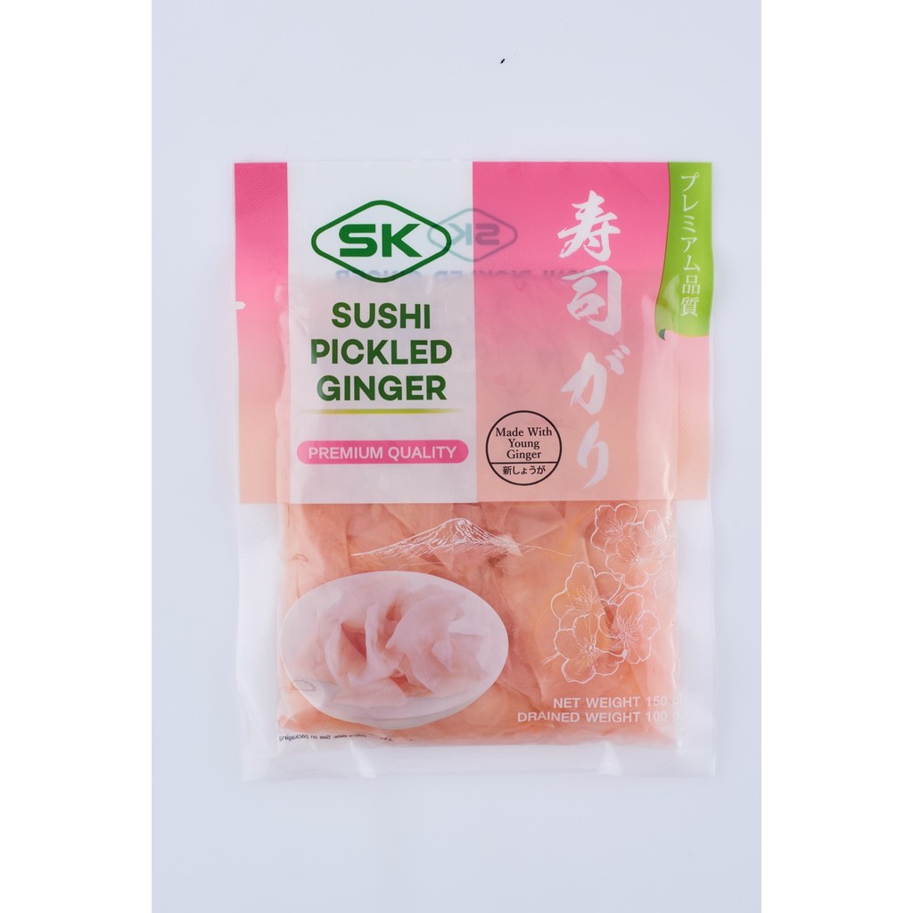 SK Ginge ขิงดอง ขิงดองญี่ปุ่น ขิงสไลซ์ซูชิ สีชมพู 150g. ขิงดองสามรส Pink Sushi Pickled ginger