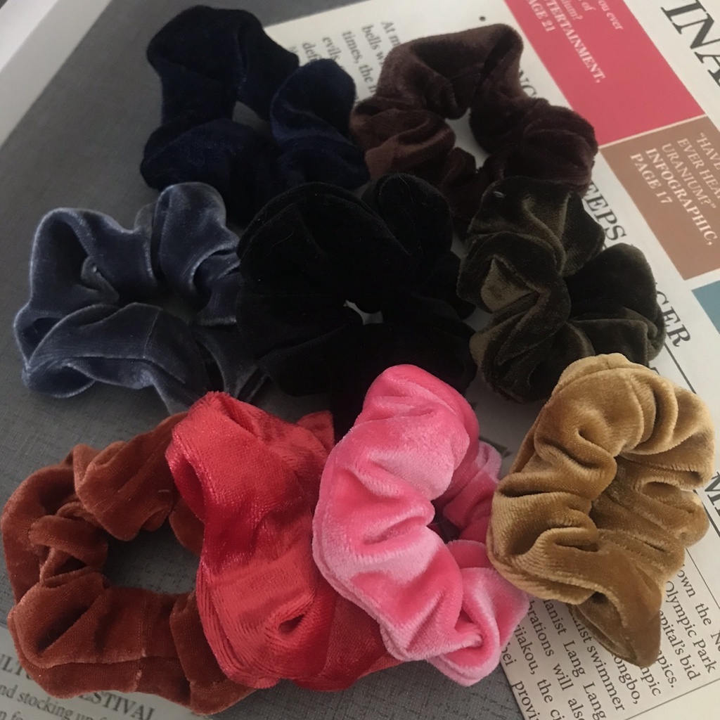 โดนัทมัดผม ผ้ากำมะหยี่ ยางยืดอย่างดี มีหลากสี พร้อมส่งจากไทย - รูปที่ 4