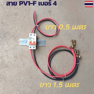 สายแบต สายไฟโซล่าเซลล์ สายไฟ PV1-F 4sq.mm.พร้อมขั้วแบตทองเหลืองและเบรกเกอร์  (สายแดง-สายดำ)