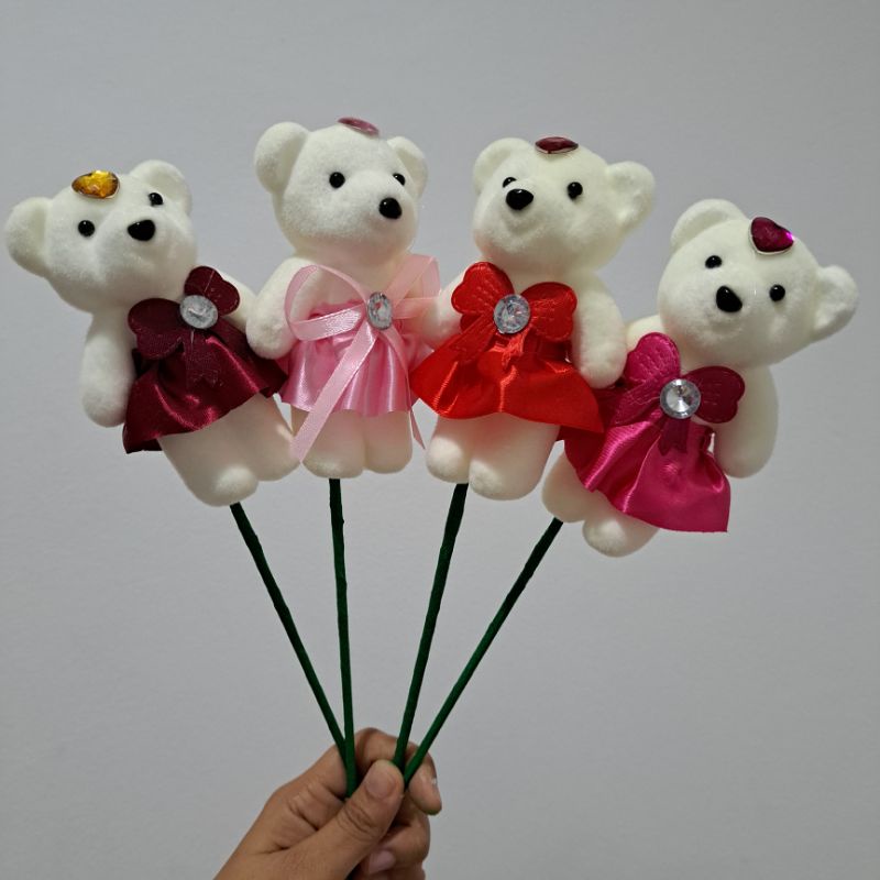 ตุ๊กตาหมีเทดดี้ ช่อหมี พร้อมส่งจากไทย (ตุ๊กตา+ก้านสีเขียว) รับปริญาญา ตุ๊กตาปัจฉิมนิเทศ ตุ๊กตาหมีปัจฉิมนิเทศ