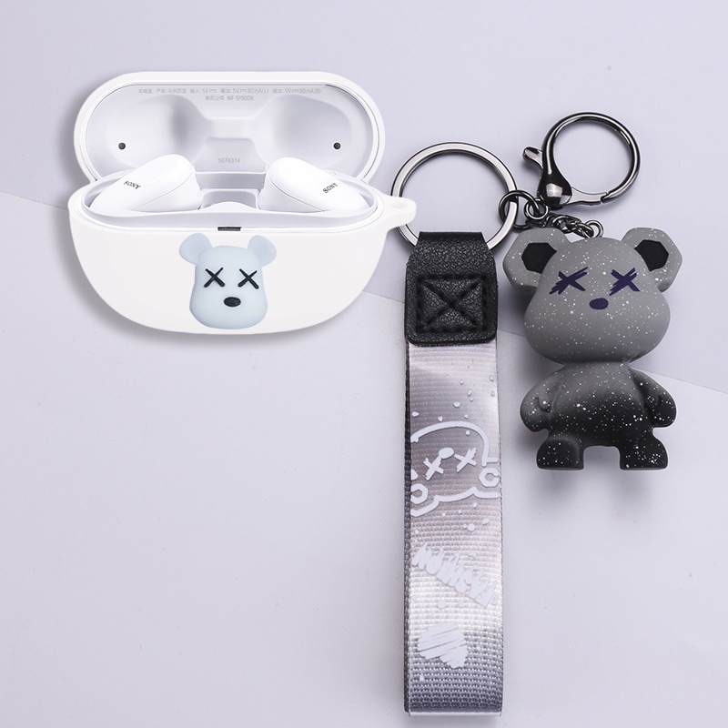 For Sony WF-SP800N Case Cartoon Bear Snoopy Pikachu Keychain Pendant Sony WF-SP800N Silicone Soft Ca