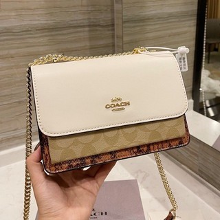 กระเป๋า Coach ใหม่กระเป๋าออร์แกน KIare ผู้หญิงแฟชั่นทุกแมทช์กระเป๋าสะพายโซ่โลหะสุดหรู