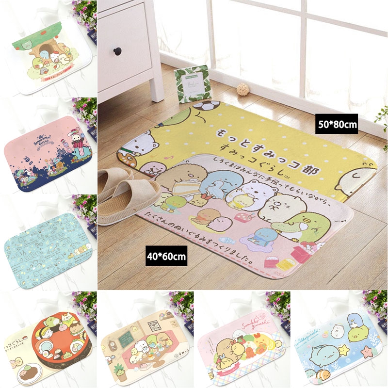 角生宠物Mats Anti Slip พรมปูพื้น Sumikko Gurashi รูปแบบพิมพ์พรมเช็ดเท้าสําหรับห้องน้ําห้องครัวพรมตกแต่งบ้าน