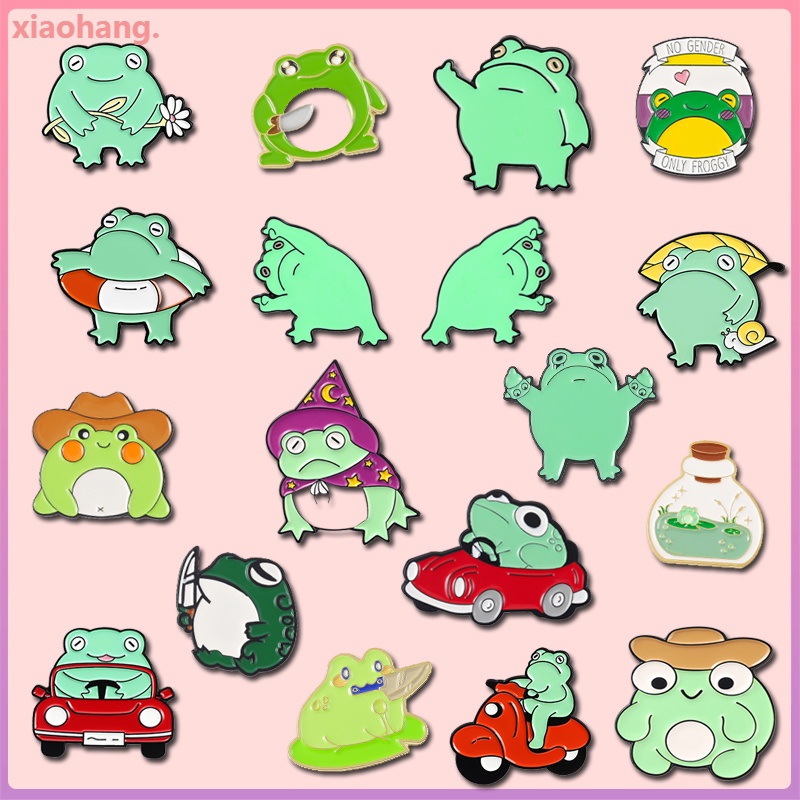 การ์ตูนน่ารักกบ Pin เข็มกลัดสัตว์ Naughty ตลกกบเข็มกลัดป้าย Pins อุปกรณ์เสริมของขวัญสําหรับเพื่อนเด็ก