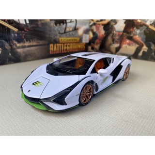 รถโมเดลเหล็กLamborghini Sian FKP37 สเกล1:24 มีเสียงและมีไฟประตูข้างเปิดได้ปิดได้ฝากระโปรงหน้าหลังเปิดปิดได้รายละเอียดสวย