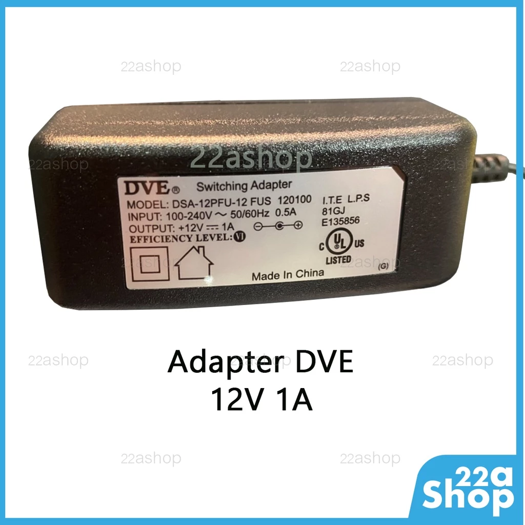 Adapter DVE 12v1a Model : DSA-12PFU สำหรับกล้องวงจรปิด