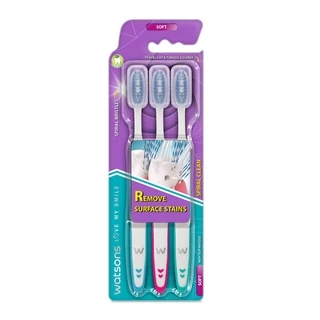 Watsons วัตสัน แปรงสีฟัน สไปรัล คลีน (ซอฟท์) 3ด้าม.
