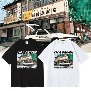 T-shirt  สไตล์ญี่ปุ่นอะนิเมะชื่อย่อ D Fujiwara Takumi tofu shop AE86 อุปกรณ์ต่อพ่วงเสื้อผ้าผ้าฝ้ายแขนสั้นเสื้อยืดผู้ชายแ