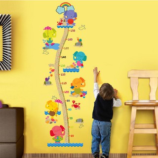 Transparent Wall Sticker สติ๊กเกอร์ติดผนัง วัดส่วนสูง Elephant XH9267 (กว้าง50cm.xสูง160cm)