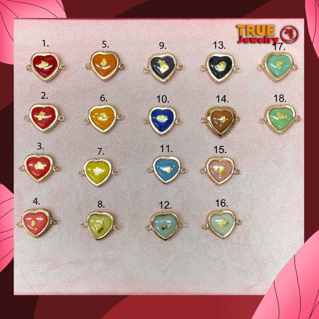 สีผึ้ง ตะกรุดสีผึ้ง สีผึ้งหัวใจ ครูบากฤษณะ หัวใจกรอบพิงค์โกลด์ สำหรับนำมาร้อย  สร้อยข้อเมือ กำไลข้อม