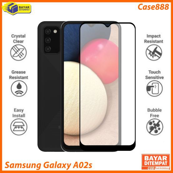 CASE888 กระจกนิรภัย 5D 6D 9D 21D Samsung Galaxy A02s Full Coverage Ultra HD - สีดํา