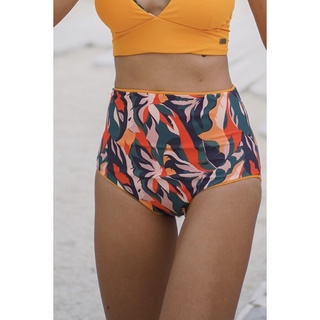 กางเกงว่ายน้ำบิกินี่เอวสูง (ใส่ได้ 2 ด้าน) High Waist - reversible สี : Wild Beach