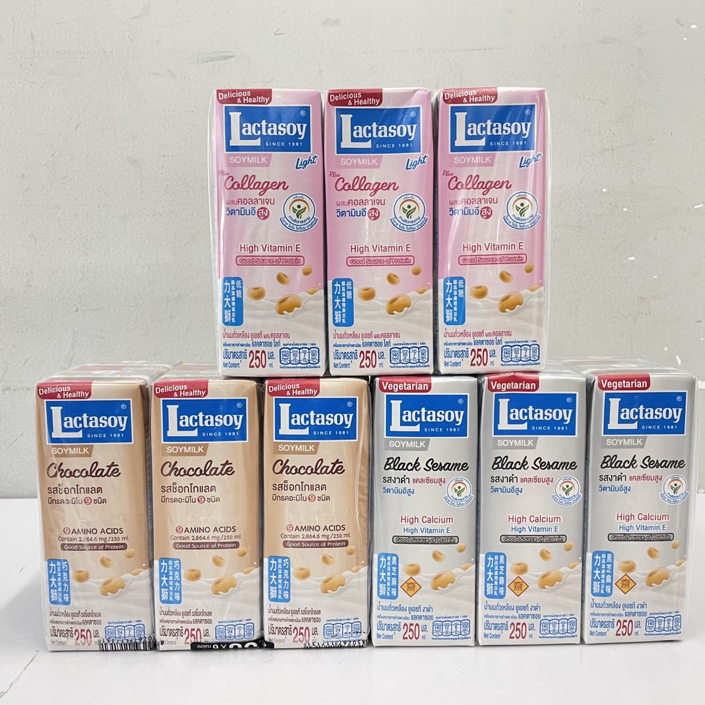(แพ็ค 6) Lactasoy UHT Soy Milk แลคตาซอย ผลิตภัณฑ์น้ำนมถั่วเหลือง 250 มล.