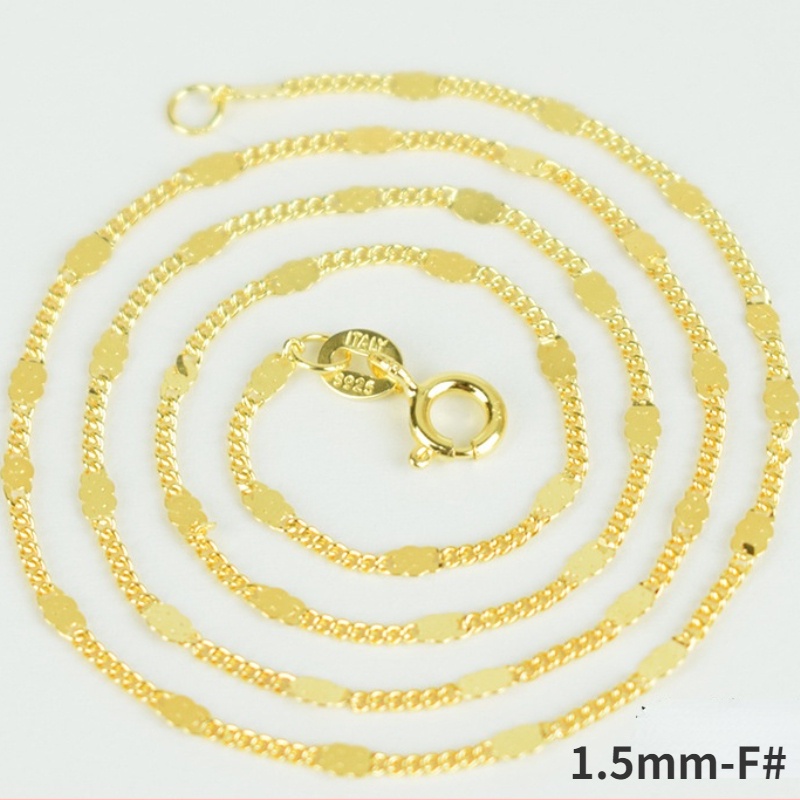 สร้อยคอลายทองคำ 18K สำหรับทั้งชายและหญิง ทำจากเงิน S925 พร้อมจี้ หลากสไตล์ให้เลือก ราคา ถูกที่สุด ดีลบีเคเค แกลเลอรีภาพที่ 6