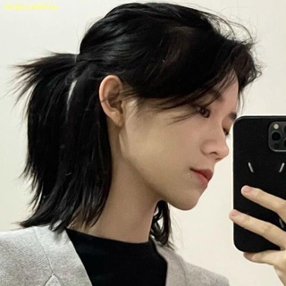 🚚จัดส่งทันที🚚Samurai head wig ชายหล่อผมยาว mullet head ลมกลางหางหมาป่าญี่ปุ่นตรงกลางผมหน้าม้าทั้งชุด