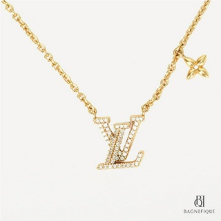 LOUIS VUITTON NECKLACE 46 GOLD LV LOGO GHW