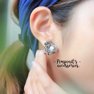 📬 พร้อมส่ง : 🍂 ต่างหูดอกไม้ใบไม้และไข่มุกสไตล์วินเทจ | Flower, Leave &amp; Pearl Vintage Stud Earring.