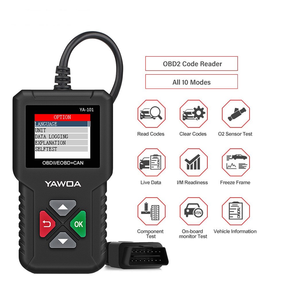 YA101 เครื่องอ่านรหัส OBDII/EOBD YA-101 อัพเกรด USB Life Long Enhanced เครื่องสแกน OBDII PK CR3001 C