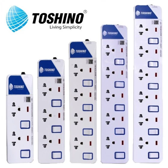 TOSHINO ปลั๊กไฟ มอก. มีสวิตซ์แยก TOSHINO มี 2/3/4/5/6 เต้าเสียบ สายยาว 3 เมตรและ 5 เมตร
