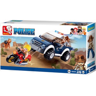 ProudNada Toys ของเล่นเด็กชุดตัวต่อเลโก้รถตำรวจ Sluban POLICE 106 PCS B0650