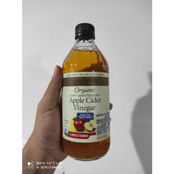 Spectrum 473 ml. (คิโตทานได้) Apple Cider Vinegar Organic น้ำส้มสายชูออร์แกนิคหมักแอปเปิ้ล สเปกตรัม