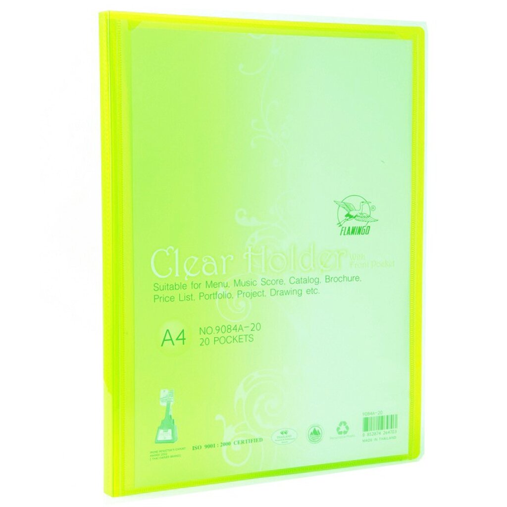 แฟ้มโชว์เอกสาร 9084- A4 (20 ซอง/เล่ม) Flamingo ขนาด 23.8 × 31 ซม. ( A4 ) ** สอดปกด้านหน้าได้ ** - รูปที่ 4