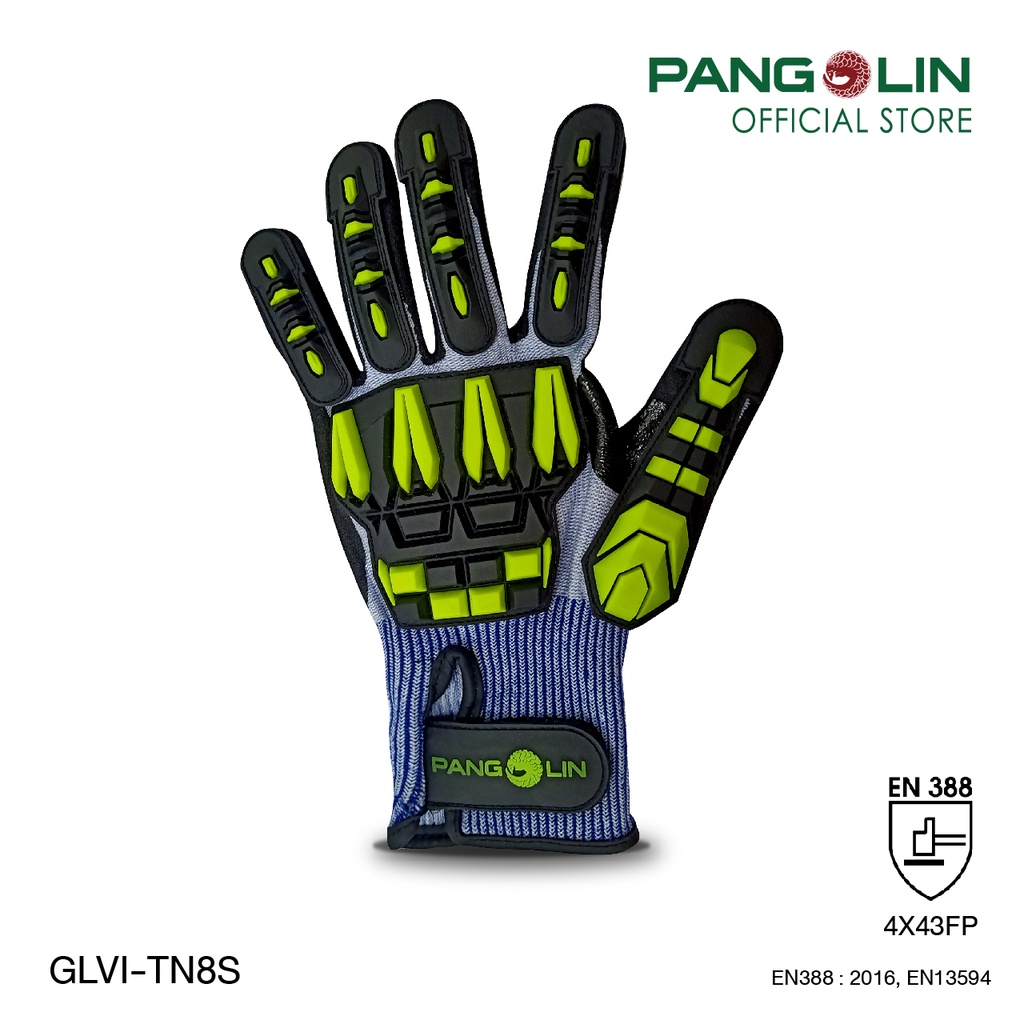 PANGOLIN (แพงโกลิน) ถุงมือกันกระแทก(Impact Glove) เคลือบยางไนไตร รุ่น GLVI-TN8S