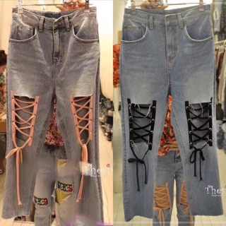 Korea Pink XXX Stripe Jeans