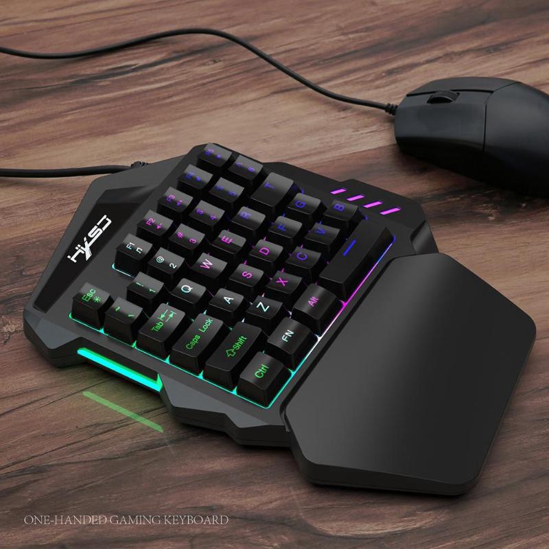 New Arrival V100 Wired Gaming Keyboard Mechanical Feel Backlight 35 Keys One-handed Keyboard Black for PC MINI Keyboard